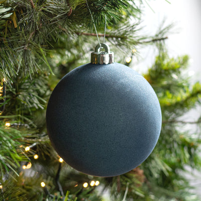 4.75" Smooth Flocked Ball Ornament: Smoke Blue