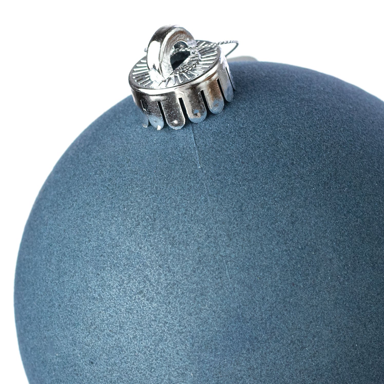 4.75" Smooth Flocked Ball Ornament: Smoke Blue