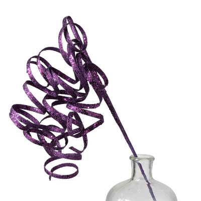 31" Curly Glitter Ribbon Spray: Purple