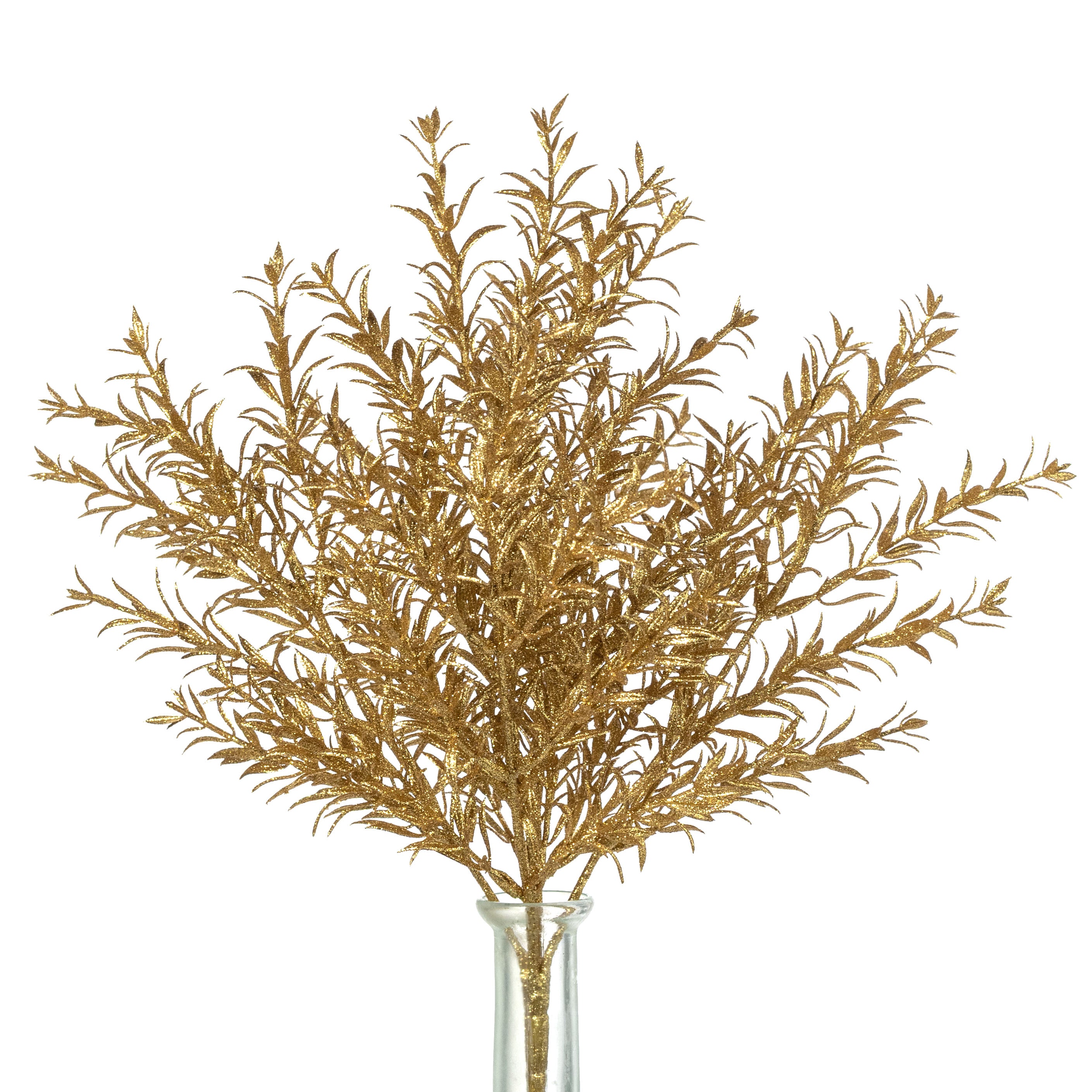 13" Glitter Rosemary Bush: Gold