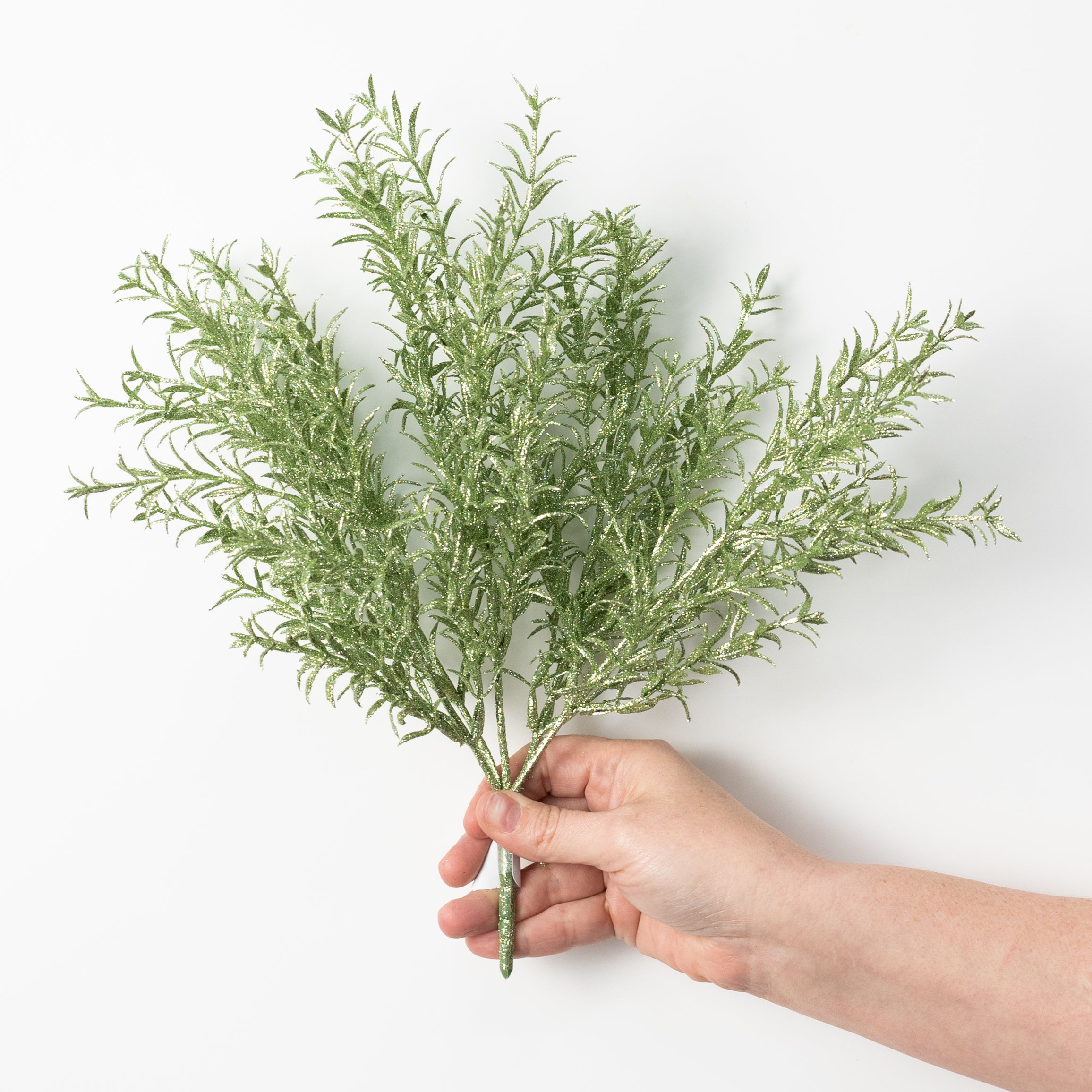 13" Glitter Rosemary Bush: Sage Green