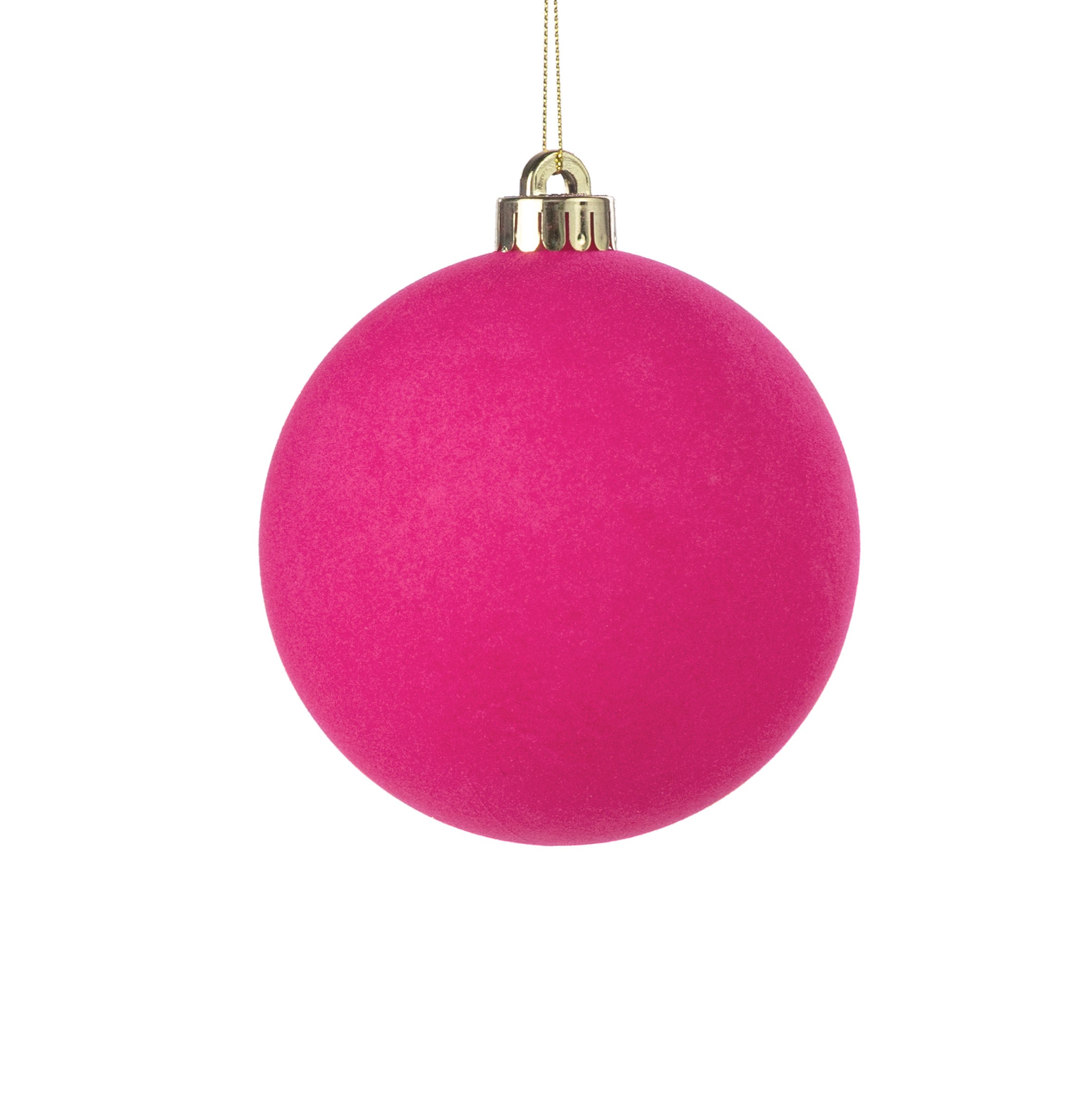 4.75" Smooth Flocked Ball Ornament: Hot Pink