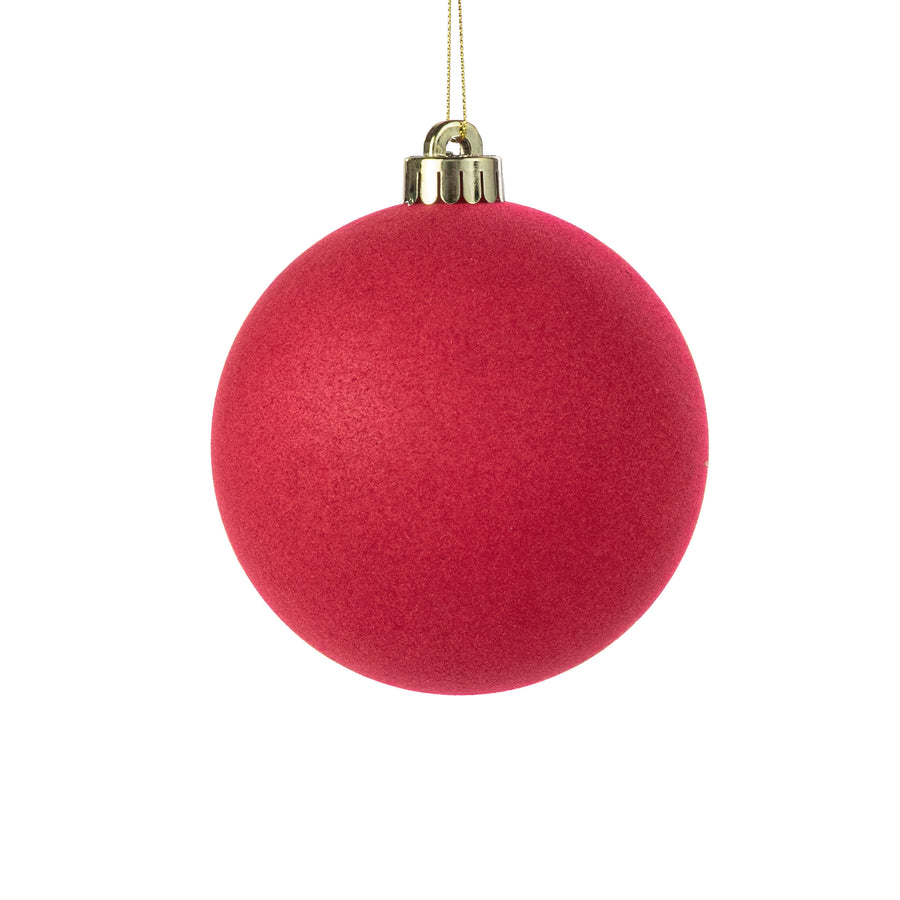 4.75" Smooth Flocked Ball Ornament: Red