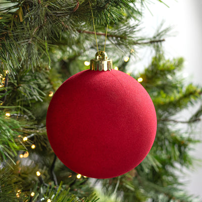 4.75" Smooth Flocked Ball Ornament: Red