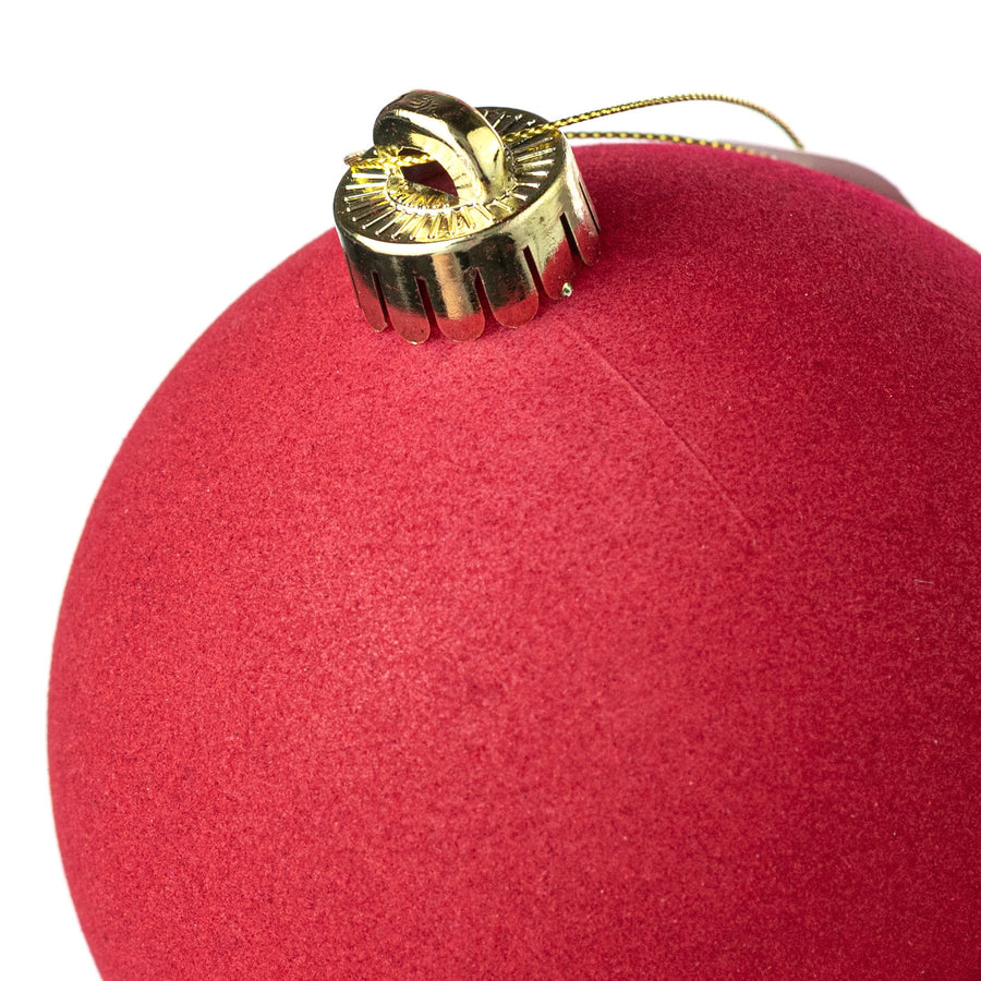 4.75" Smooth Flocked Ball Ornament: Red