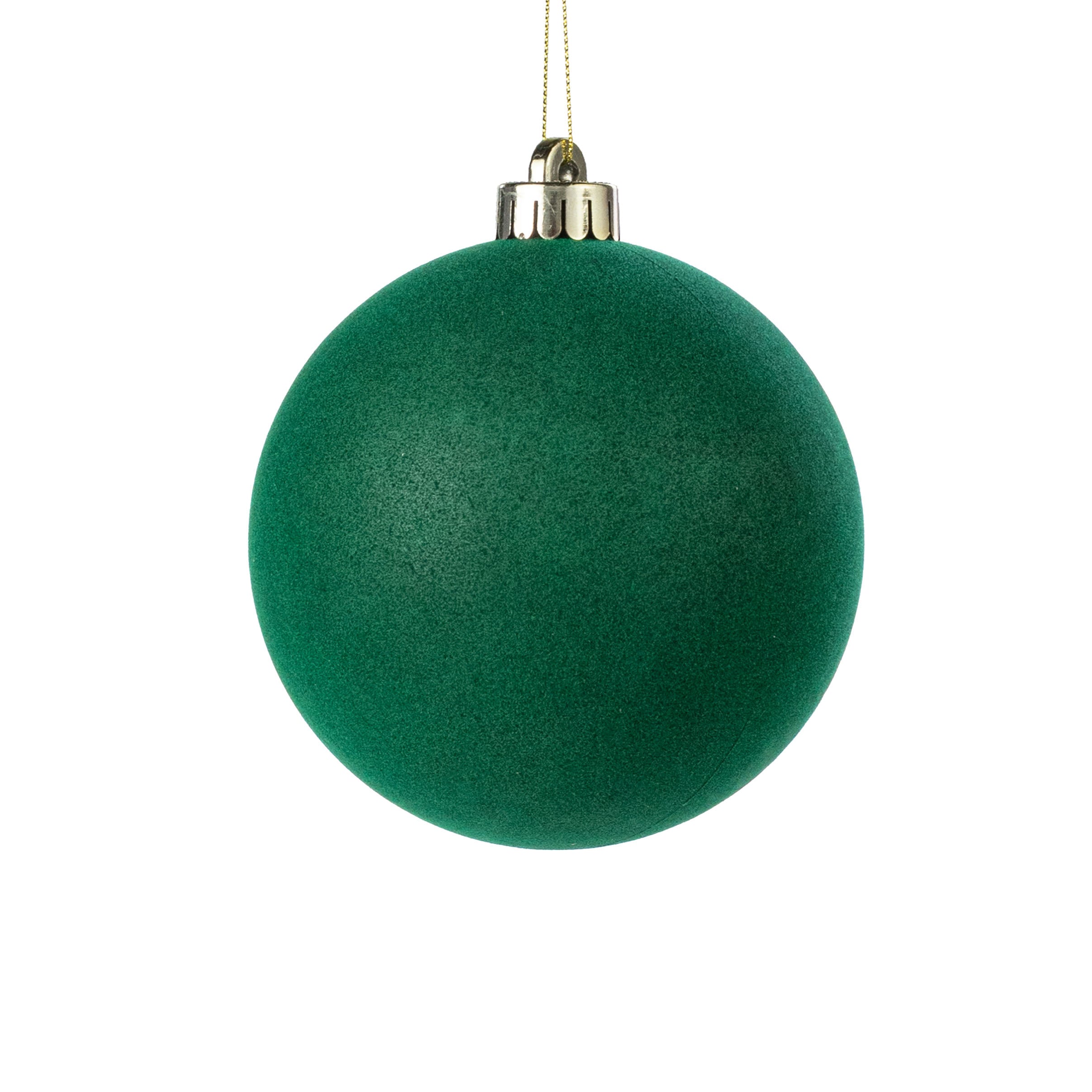 4.75" Smooth Flocked Ball Ornament: Hunter Green