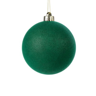 4.75" Smooth Flocked Ball Ornament: Hunter Green
