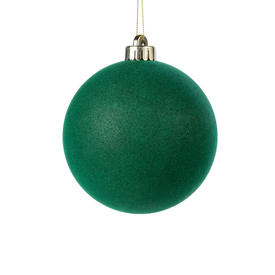 4.75" Smooth Flocked Ball Ornament: Hunter Green