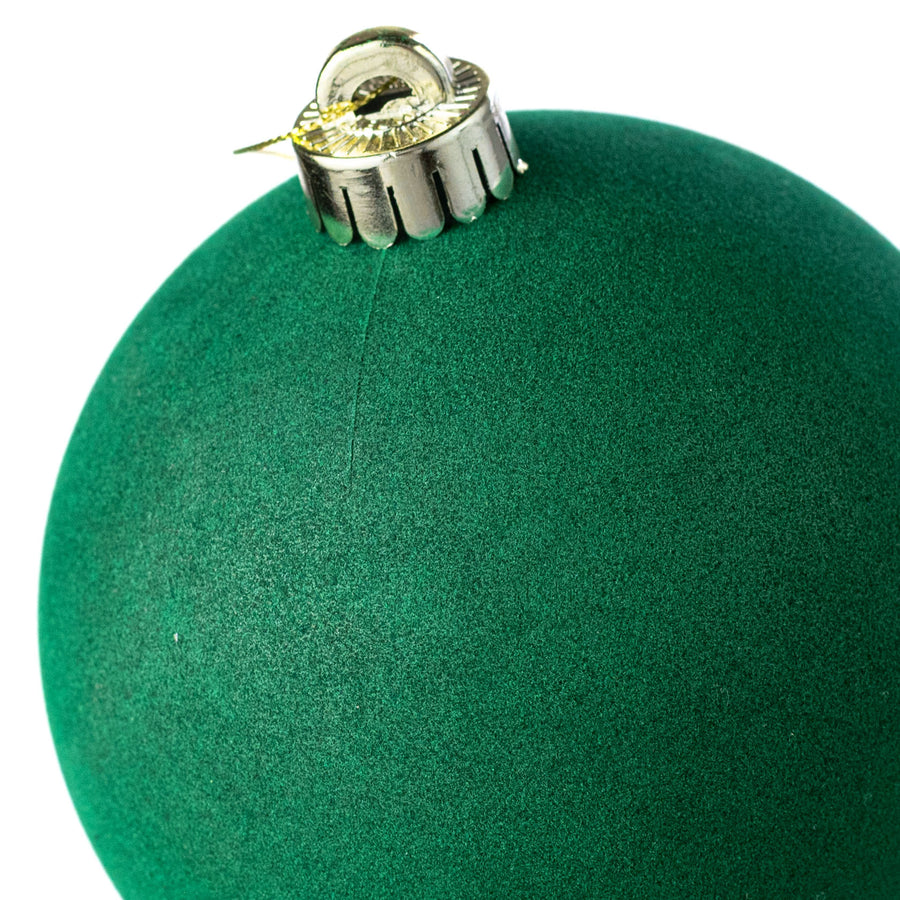 4.75" Smooth Flocked Ball Ornament: Hunter Green