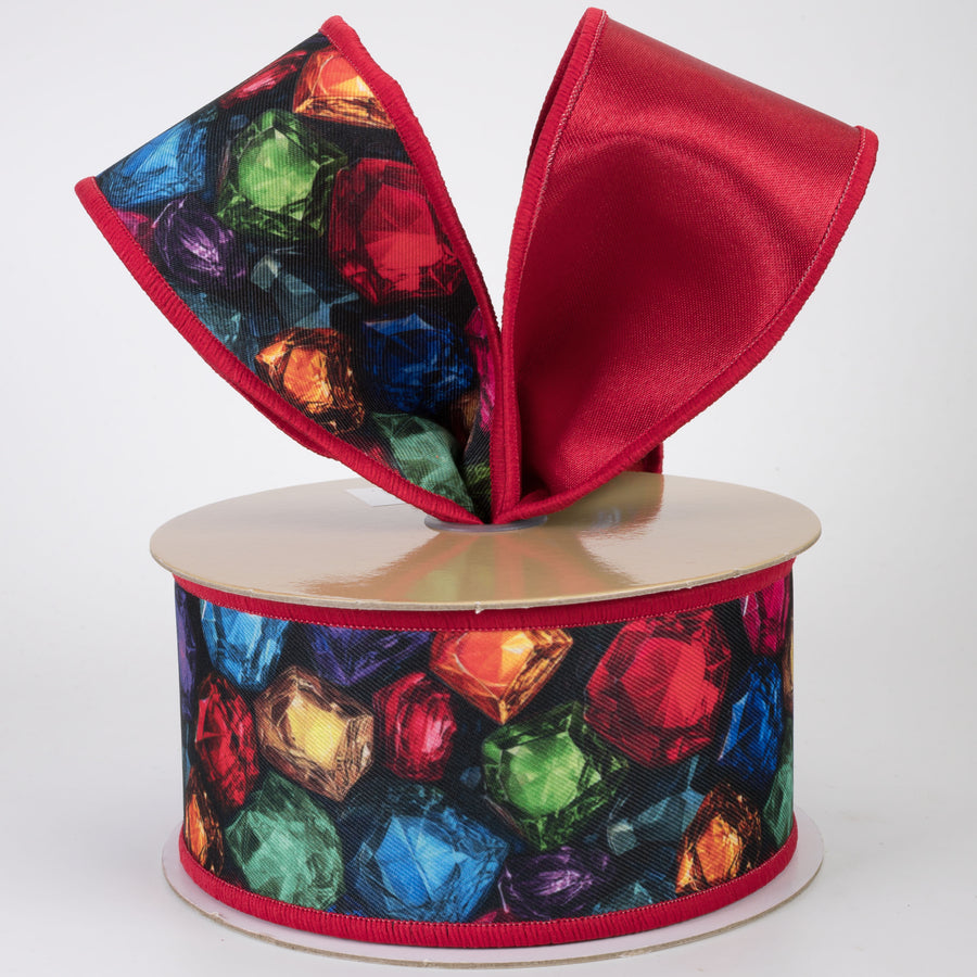 2.5" Double Sided Fused Jewel Gems Ribbon (10 Yards)