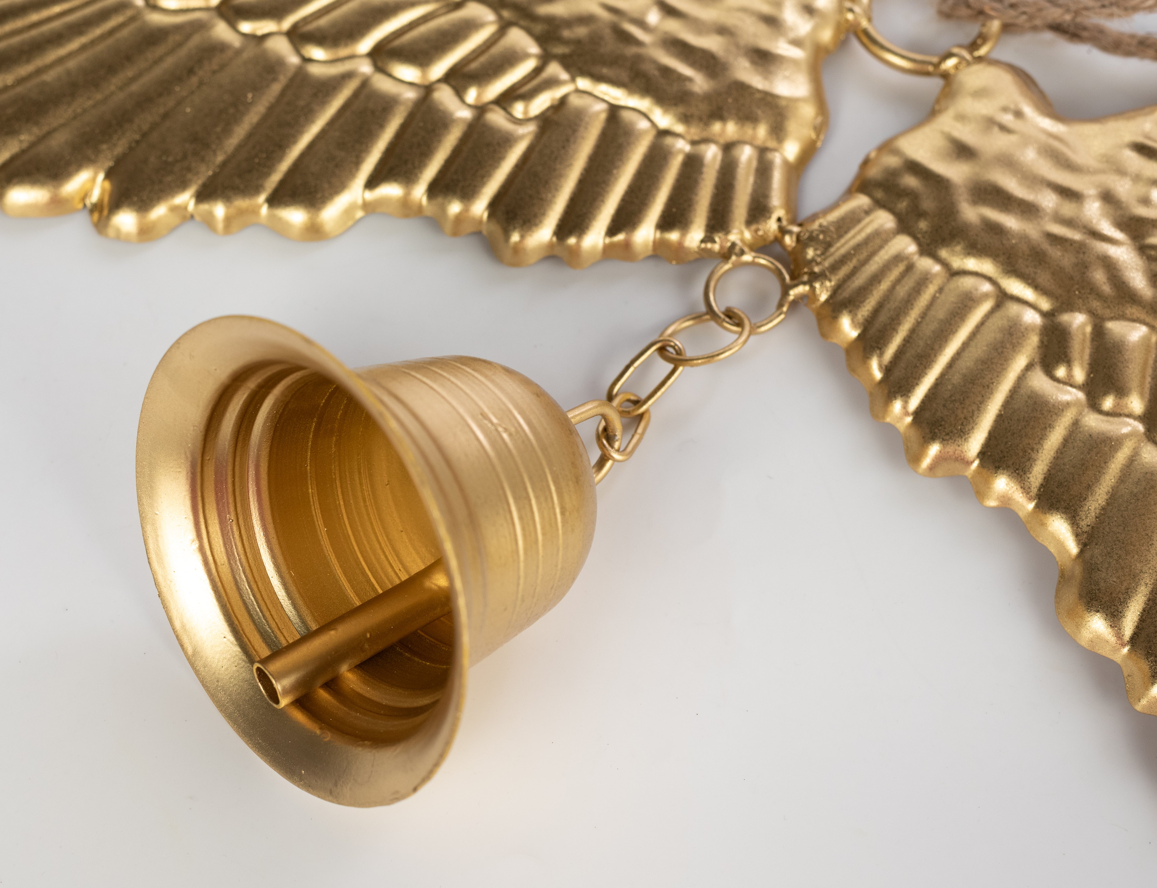 24" Metal Angel Wings with Bell: Metallic Gold