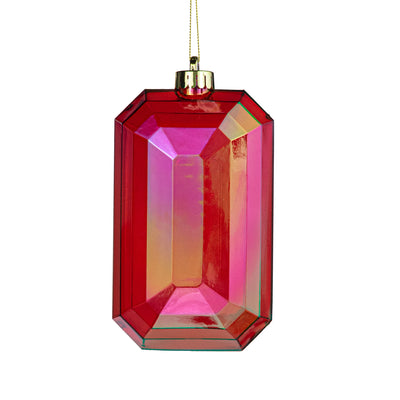 7" Rectangle Gem Ornament: Iridescent Red