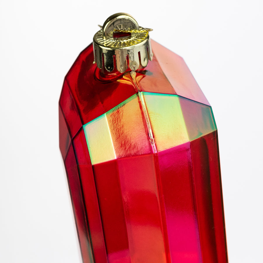 7" Rectangle Gem Ornament: Iridescent Red