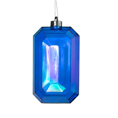 7" Rectangle Gem Ornament: Iridescent Royal Blue