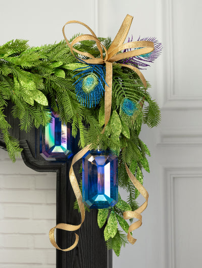 7" Rectangle Gem Ornament: Iridescent Royal Blue