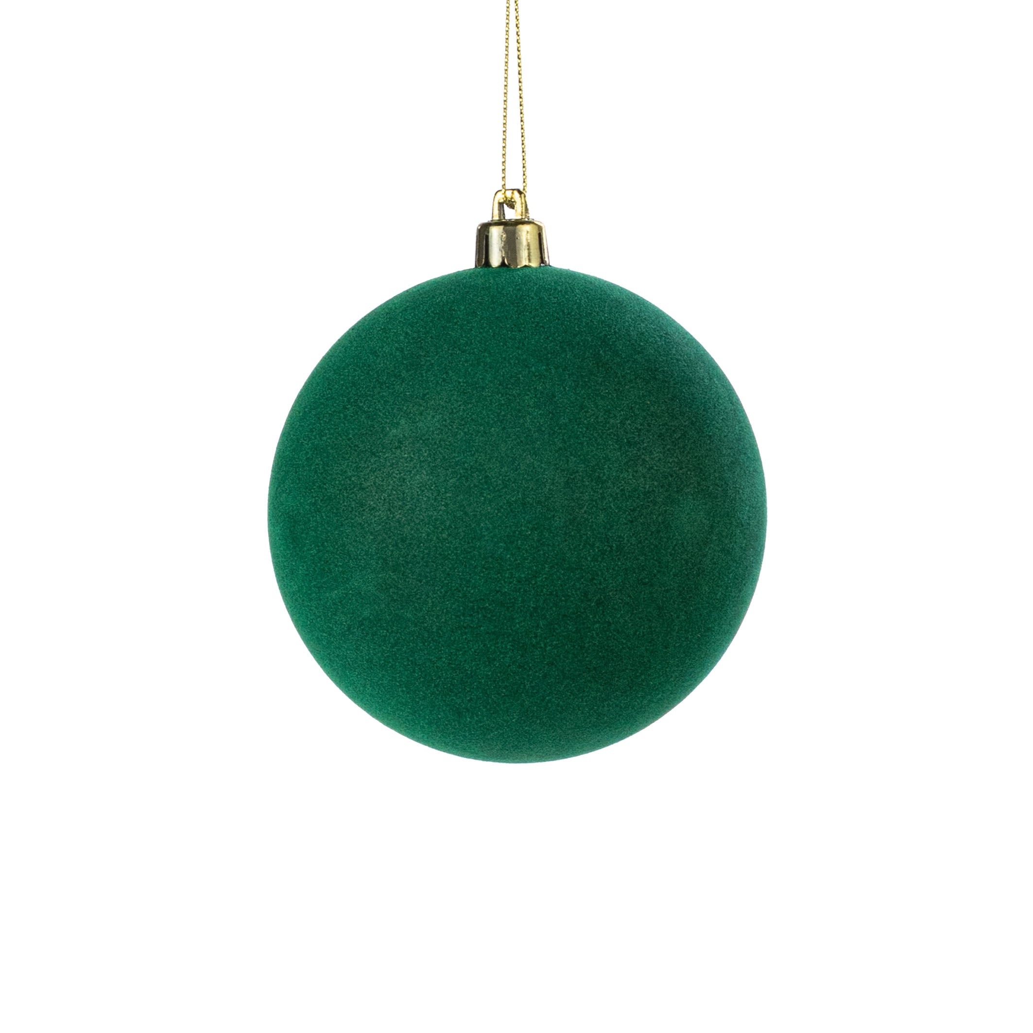 4" Smooth Flocked Ball Ornament: Hunter Green