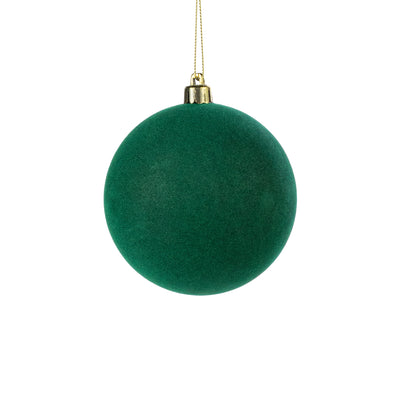 4" Smooth Flocked Ball Ornament: Hunter Green