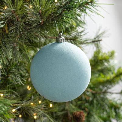 4" Smooth Flocked Ball Ornament: Baby Blue