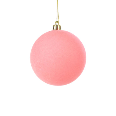 4" Smooth Flocked Ball Ornament: Candy Pink