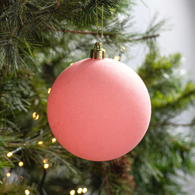 4" Smooth Flocked Ball Ornament: Candy Pink