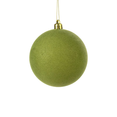 4" Smooth Flocked Ball Ornament: Moss Green