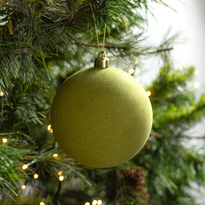 4" Smooth Flocked Ball Ornament: Moss Green