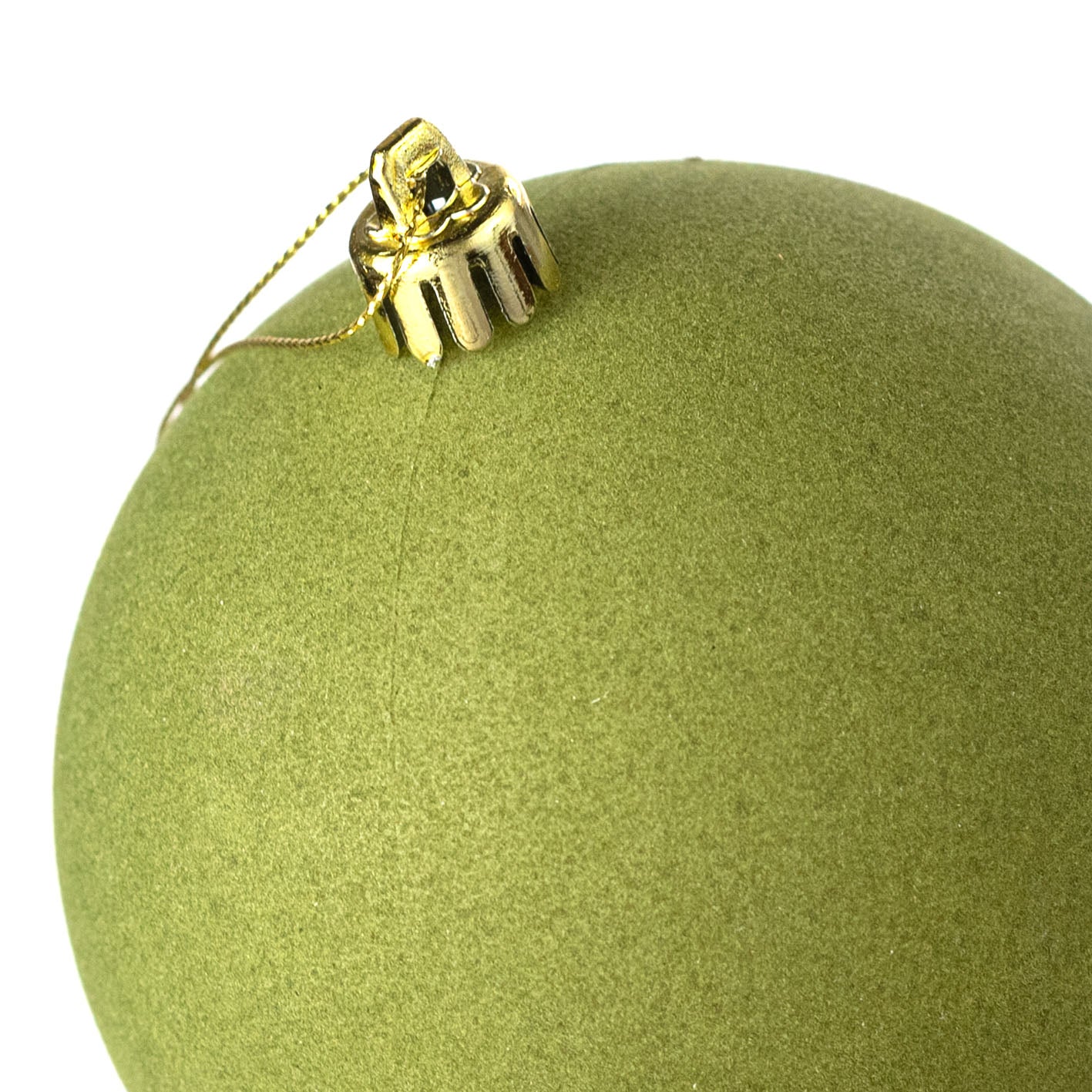 4" Smooth Flocked Ball Ornament: Moss Green