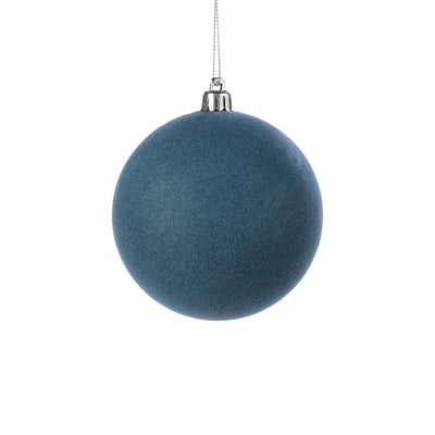 4" Smooth Flocked Ball Ornament: Smoke Blue