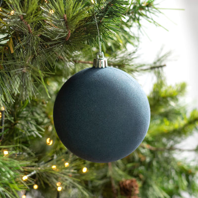 4" Smooth Flocked Ball Ornament: Smoke Blue
