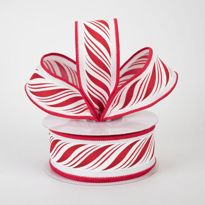 1.5" Peppemint Candy Cane Twist Ribbon: Red & White (10 Yards)