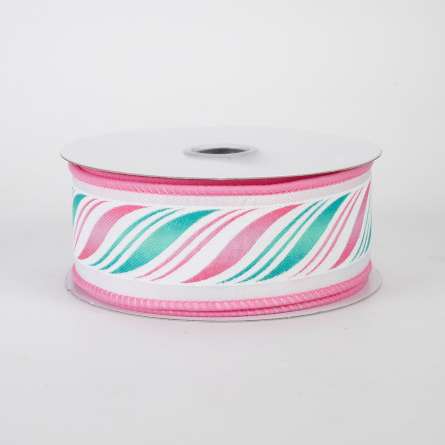 1.5" Peppermint Candy Cane Twist Ribbon: Pink & Mint (10 Yards)