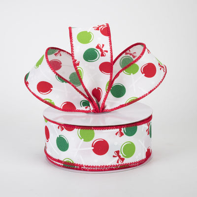 1.5" Lollipops Candy Ribbon: Red & Green (10 Yards)