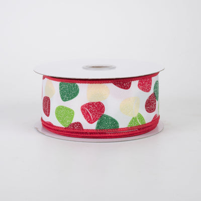 1.5" Gumdrops Candy Ribbon: Red & Green (10 Yards)