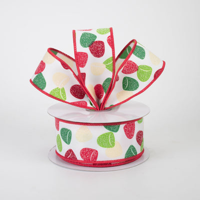 1.5" Gumdrops Candy Ribbon: Red & Green (10 Yards)