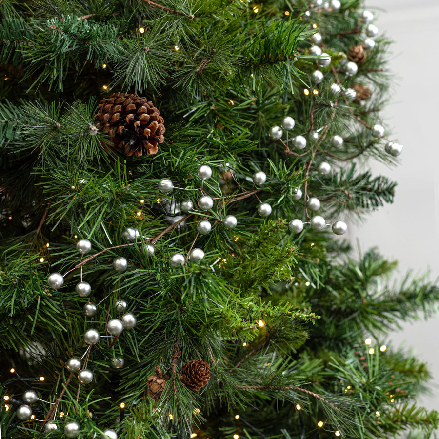 5' Berry Ball Garland: Pearl Silver
