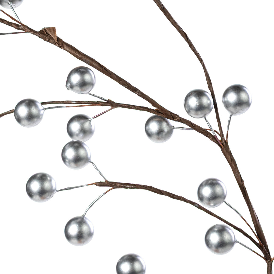 5' Berry Ball Garland: Pearl Silver