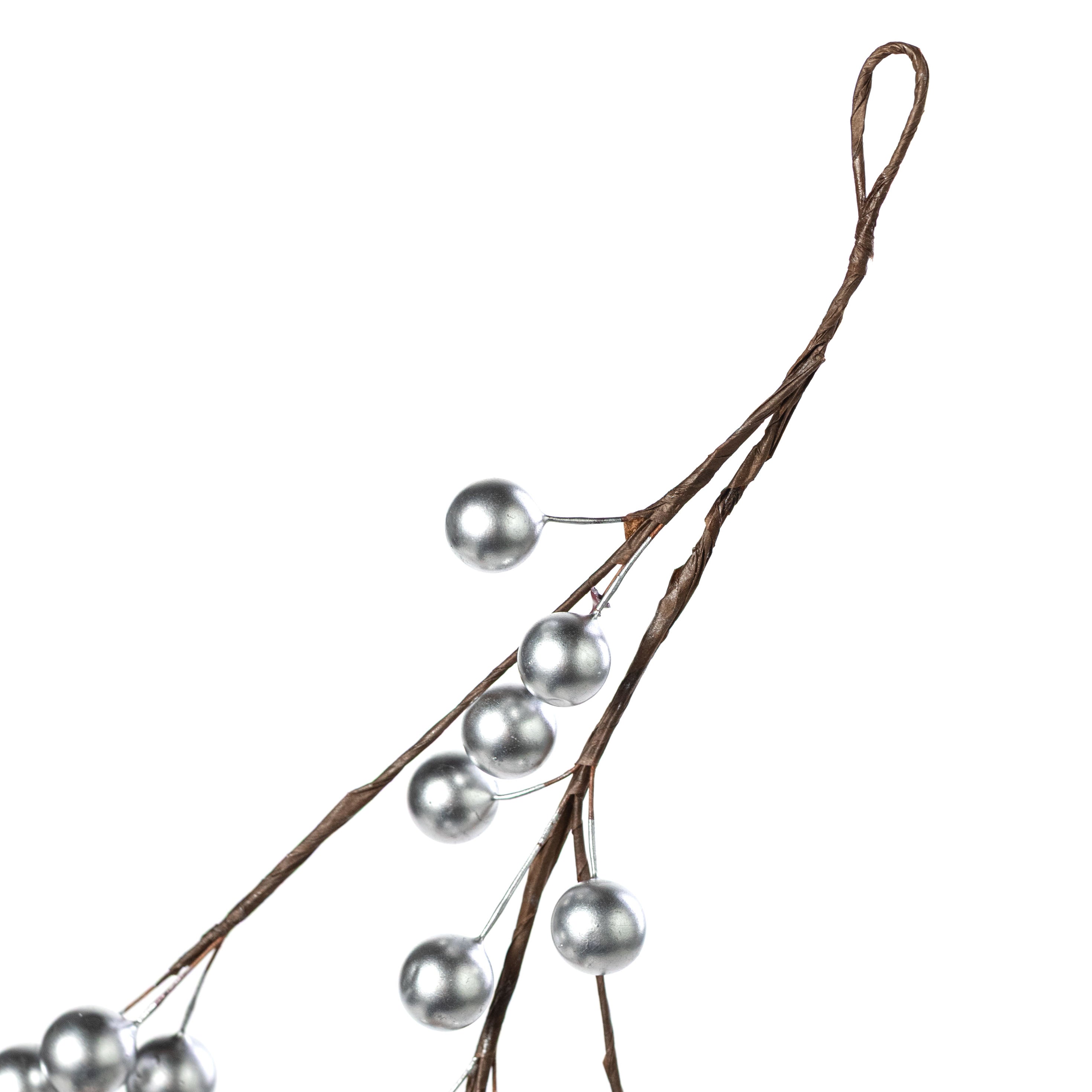 5' Berry Ball Garland: Pearl Silver