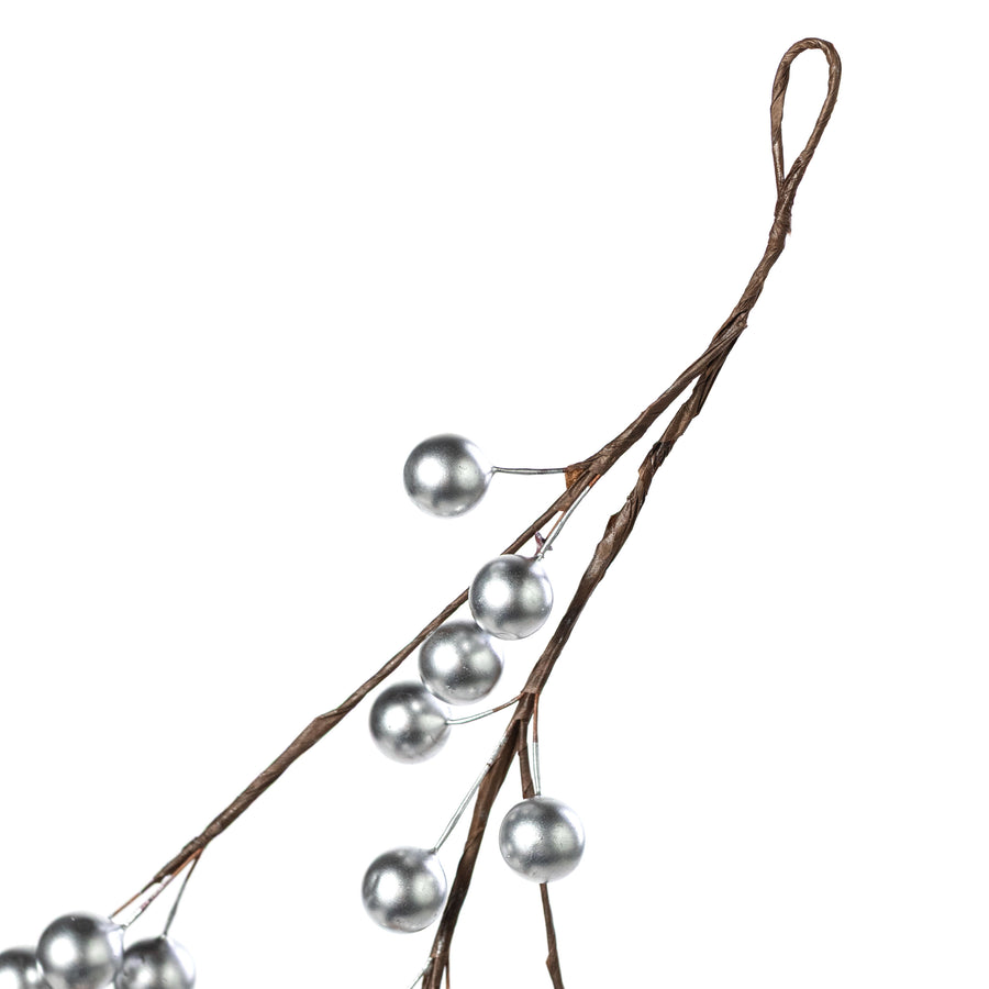 5' Berry Ball Garland: Pearl Silver