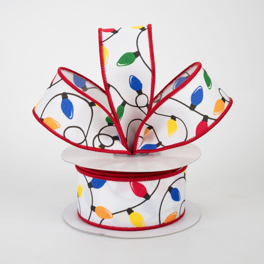 1.5" Christmas Lights Ribbon: Multicolor (10 Yards)