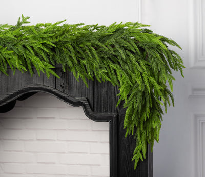 6' Real Touch Norfolk Pine Deluxe Chubby Garland