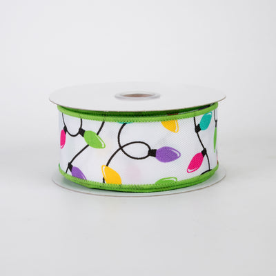 1.5" Christmas Lights Ribbon: Bright Multicolor (10 Yards)