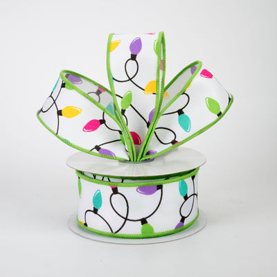 1.5" Christmas Lights Ribbon: Bright Multicolor (10 Yards)