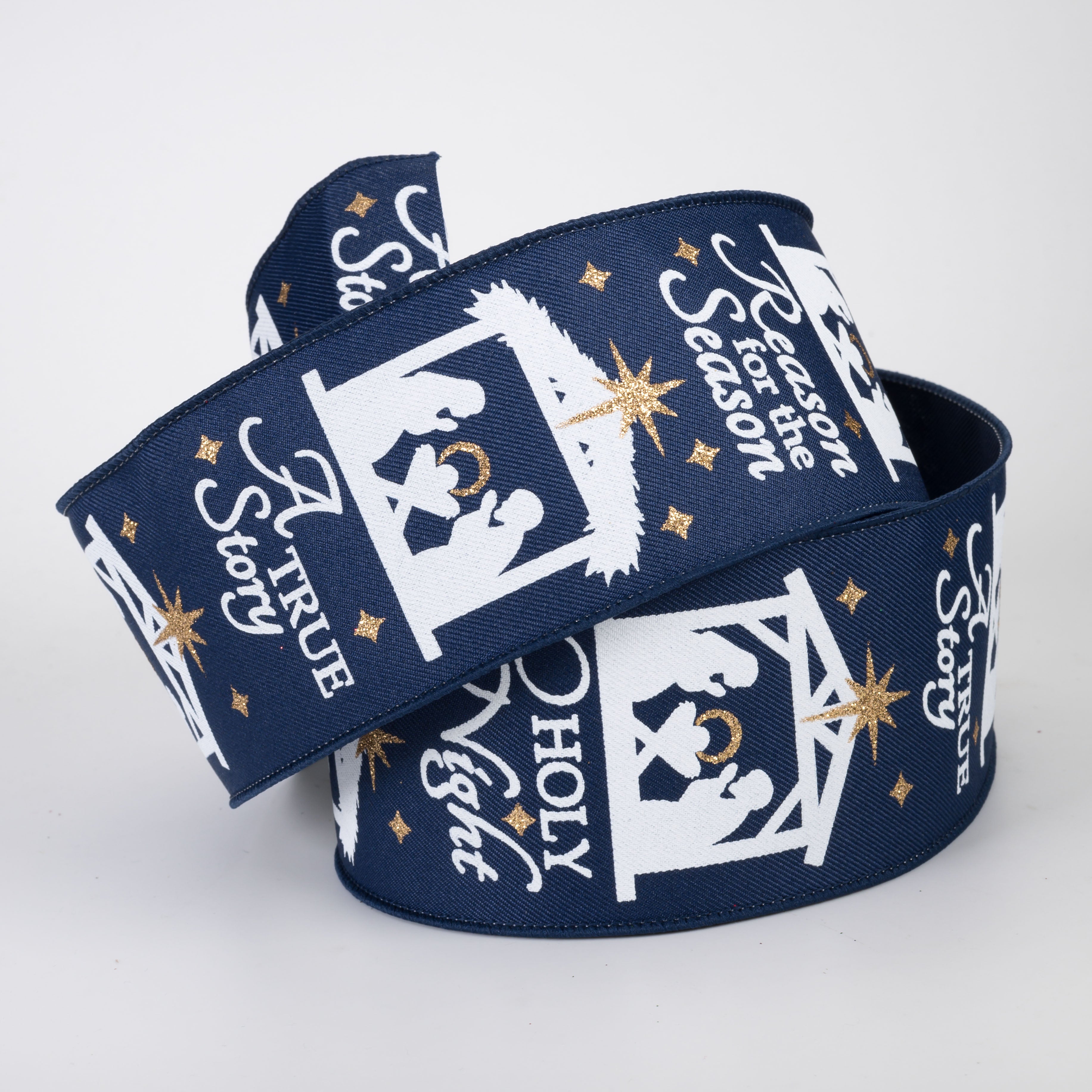 2.5" Nativity Scene Ribbon: Navy (10 Yards)
