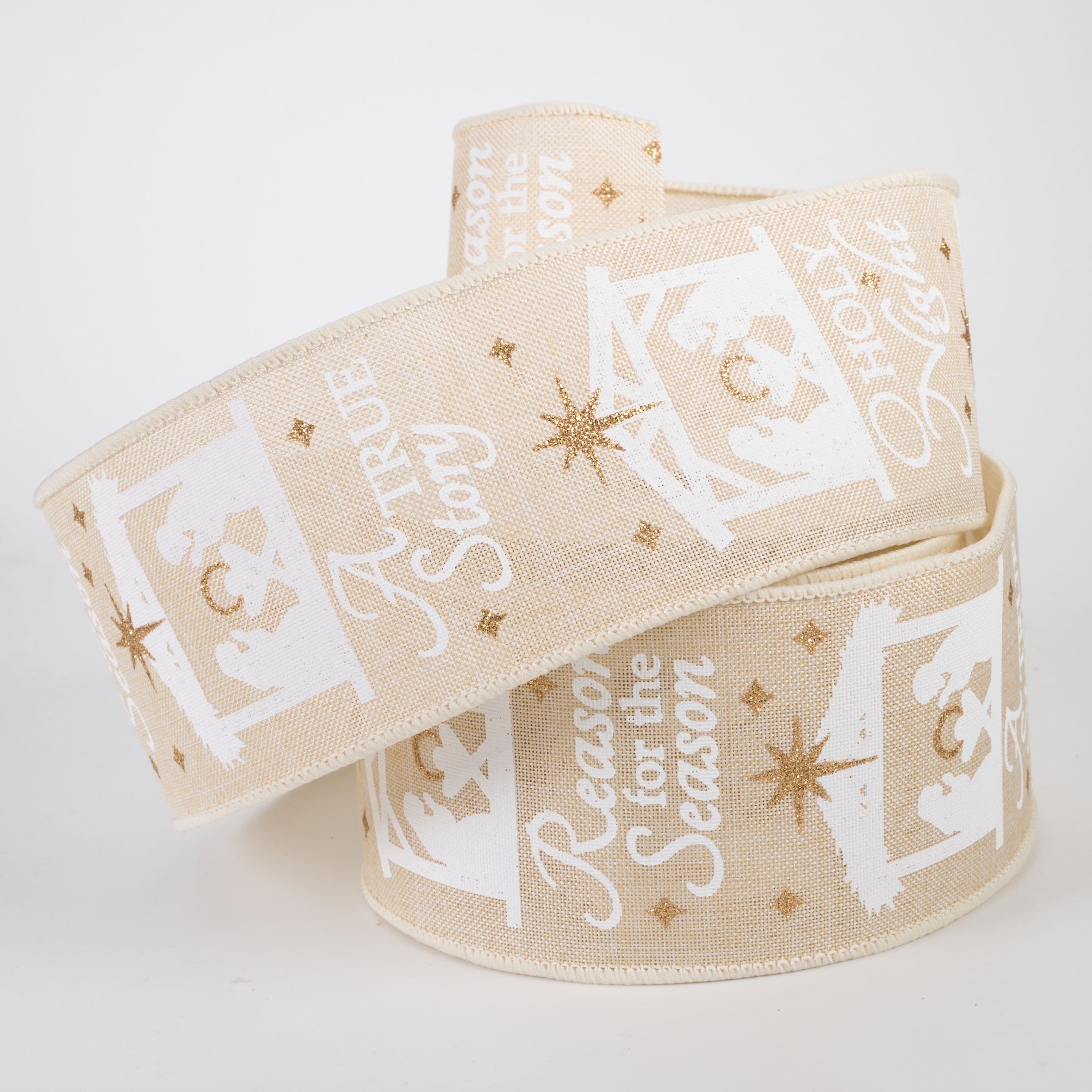2.5" Nativity Scene Ribbon: Cream (10 Yards)
