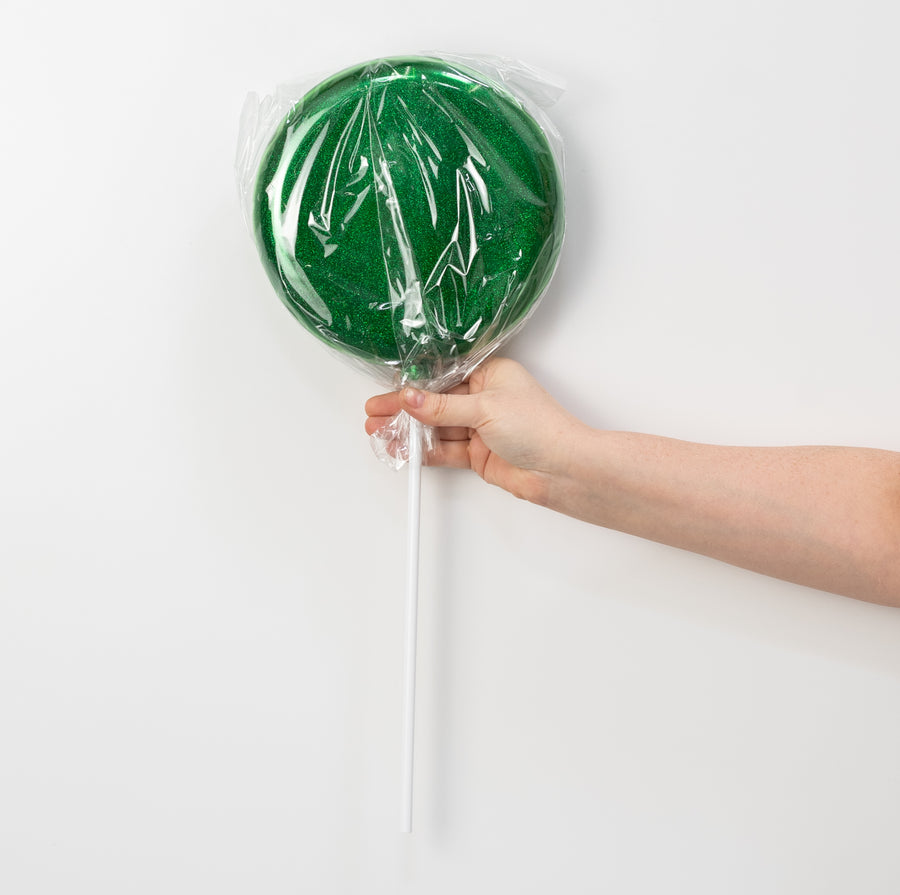 8" x 19" Candy Lollipop Stick: Glitter Emerald Green