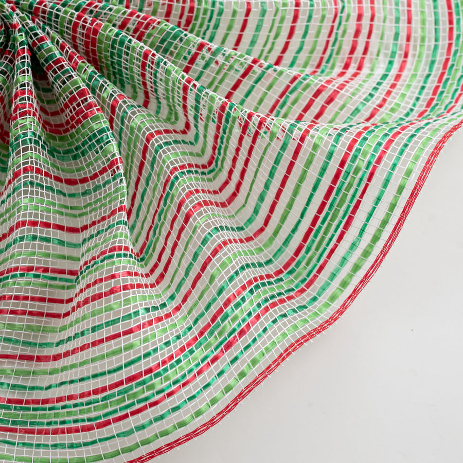 10" Vertical Multicolor Stripe Breeze Mesh: Red & Green