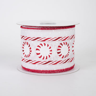 2.5" Peppermint Candy Cane Stripe Ribbon: Red & White (10 Yards)