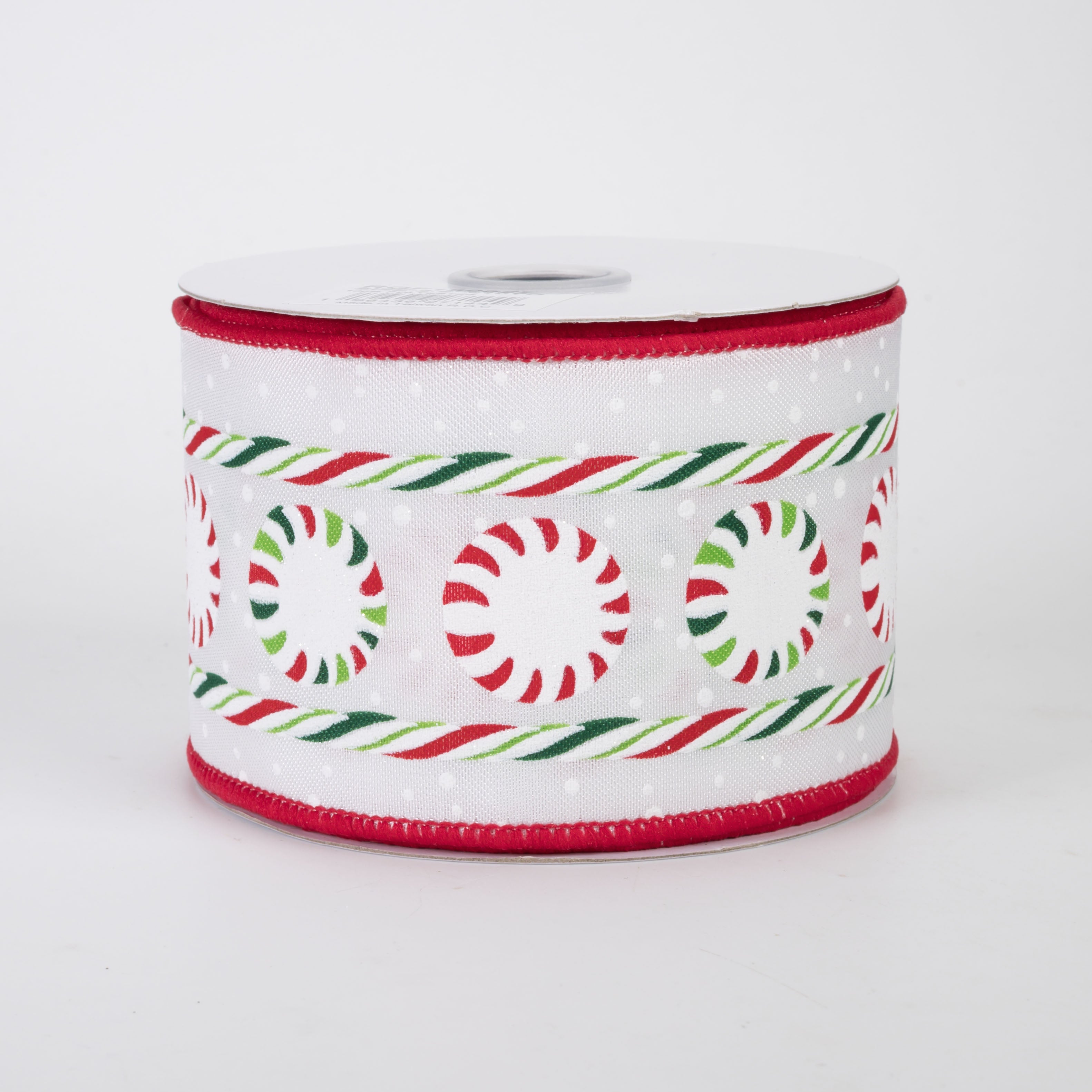 2.5" Peppermint Candy Cane Stripe Ribbon: Red & Green (10 Yards)