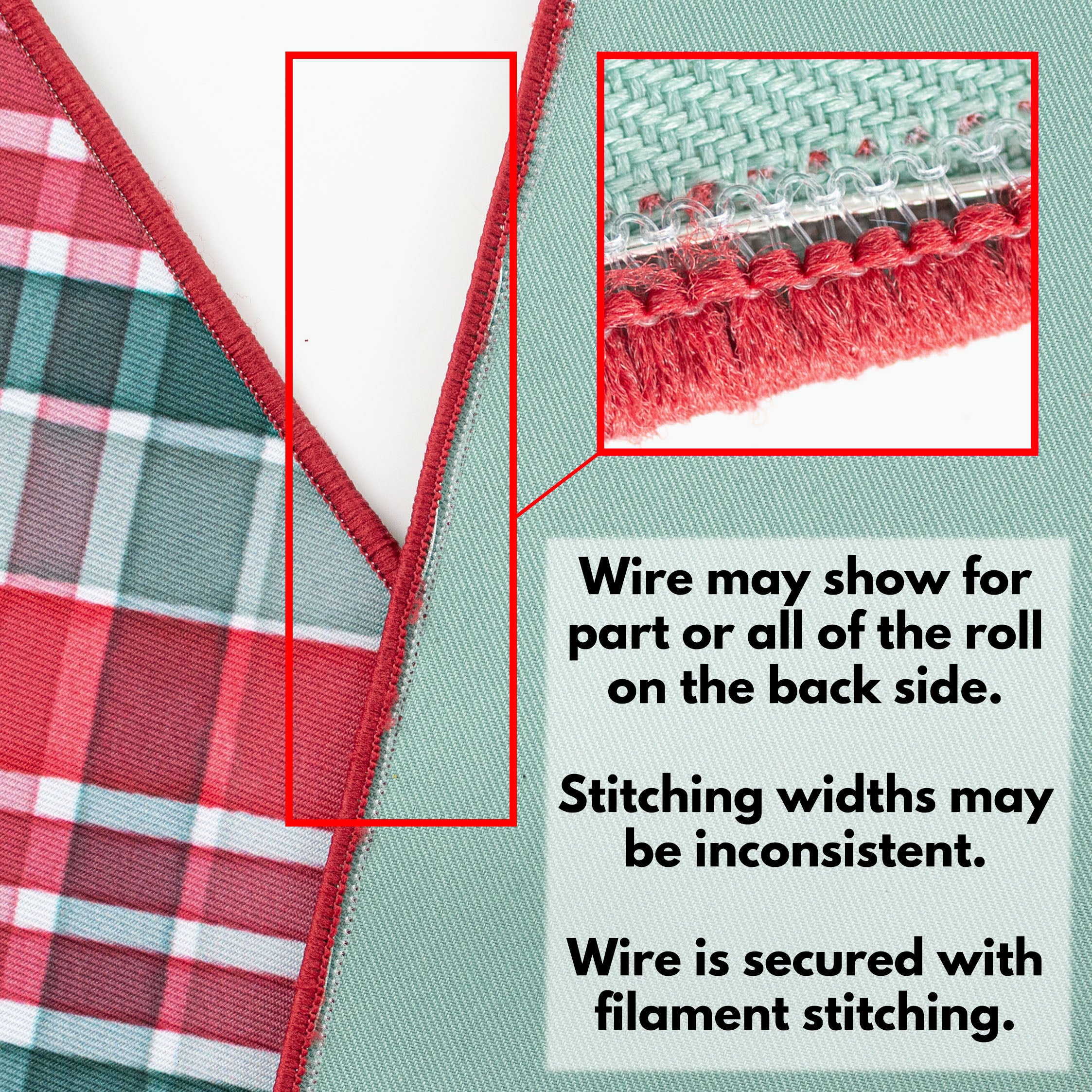 4" Double Sided Fused Diagonal Plaid Ribbon: Red, Sage & Emerald (10 Yards)