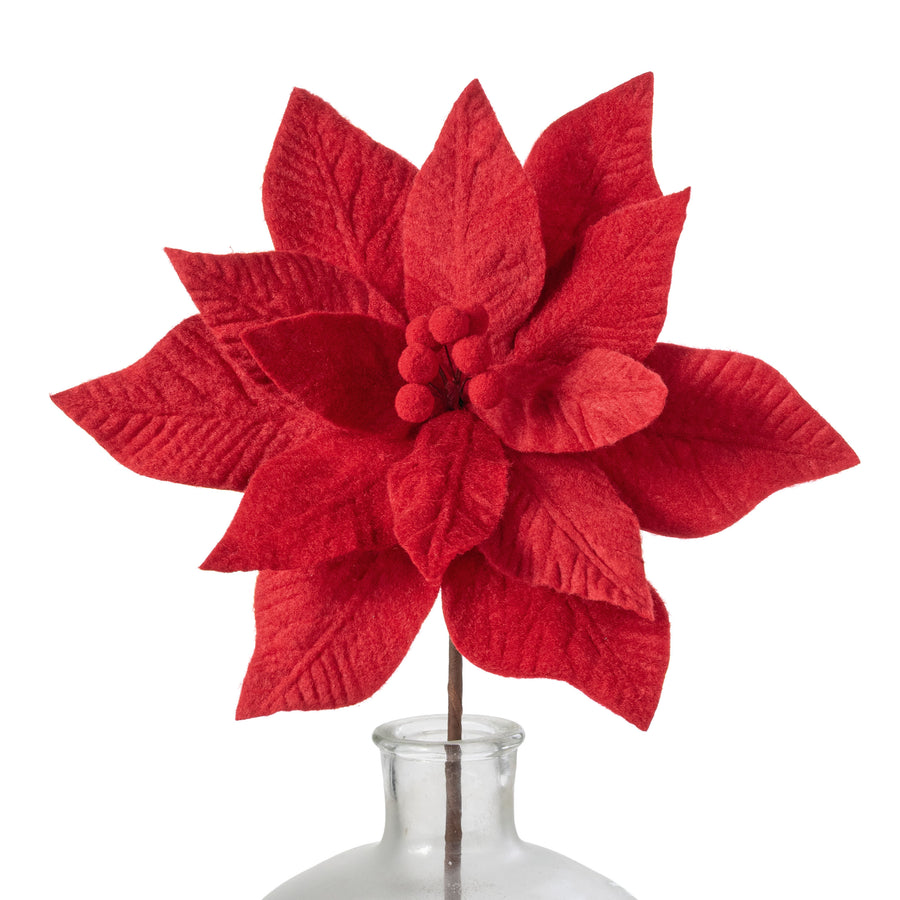 11" x 20" Felt Poinsettia Stem: Red
